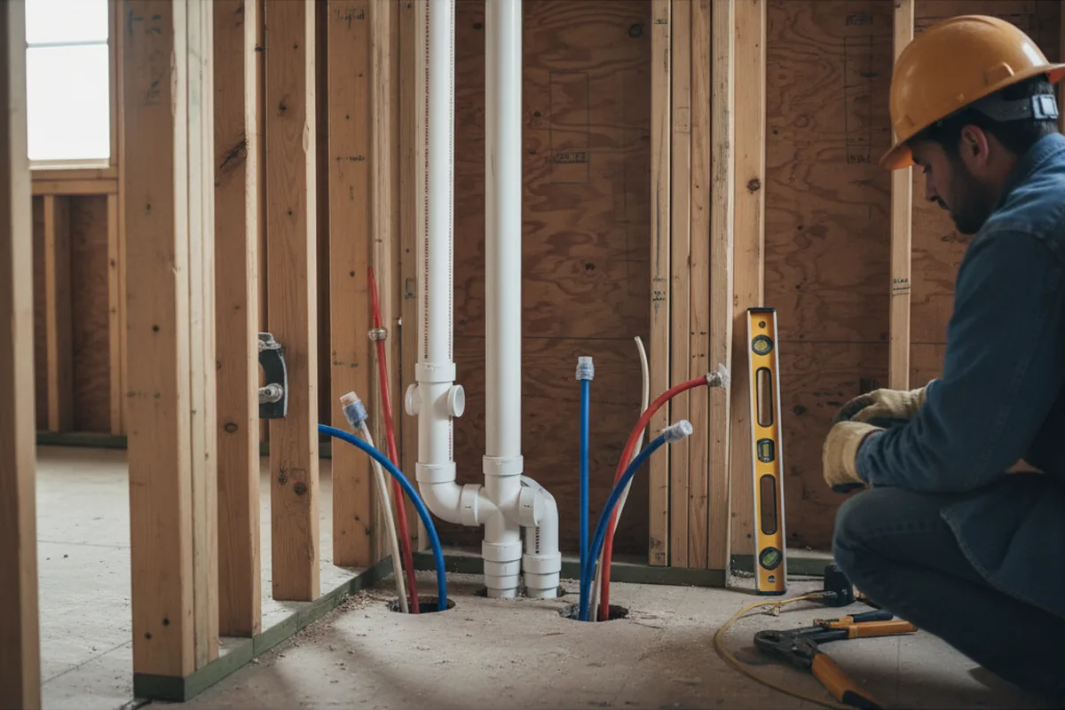 Drain and supply rough-in during Sump Pump Repair in Costa Mesa