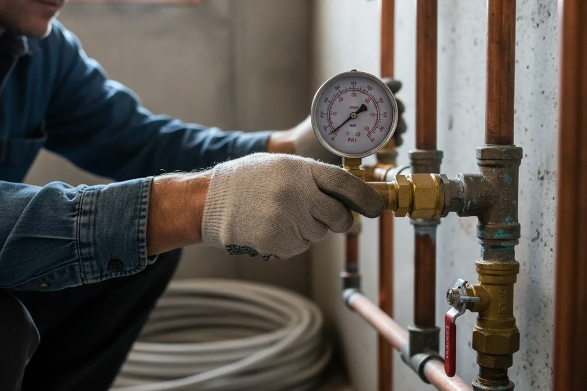 Pressure testing a repaired line during Water Line Repair in Costa Mesa